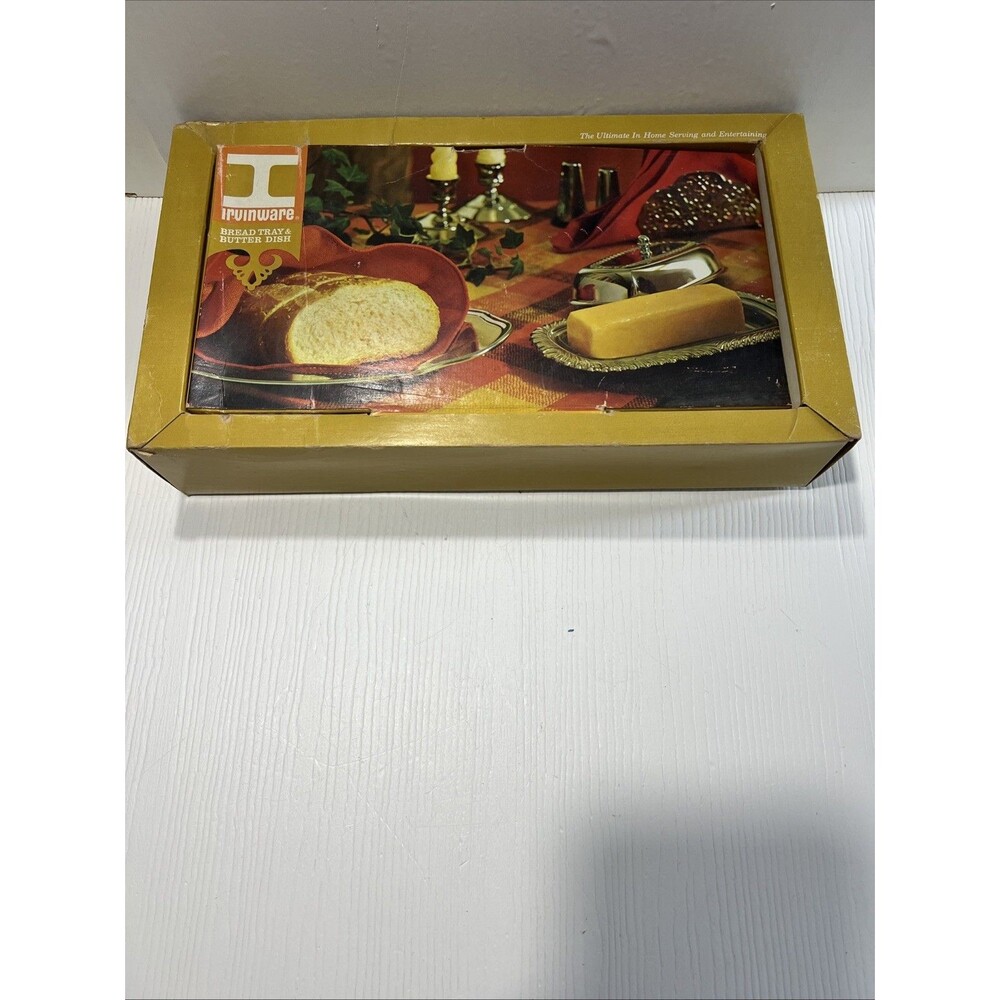 Vintage Irvinware Covered Butter Dish  & Bread Plate, NEW IN BOX